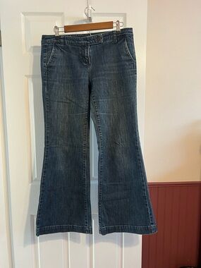 Dark Wash Women's Flare Jeans - Blue